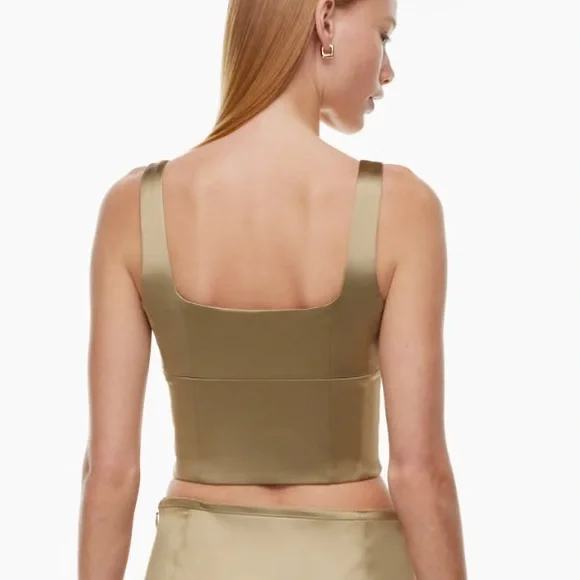 WHITE Aritzia Wilfred satin bustier - Picture 3 of 7